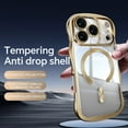 thumbnail image 2 of TECH CIRCLE for iPhone 17 Pro Magnetic Phone Case, Cute Wave Frame, Tempered Glass Back and TPU Egde, Compatible with MagSafe, Shockproof Drop Proof Protective Lightweight Cover, Gold, 2 of 7