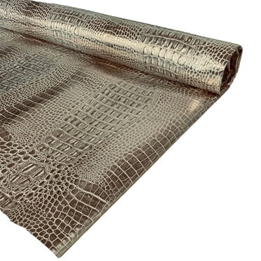 Waverly Inspirations 52" Faux Leather Crocodile 2 Tones Print Upholstery Home Decor Fabric By The Yard, White/Gold, Available In Multiple Colors