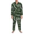 thumbnail image 3 of Salouo Green Snakeskin Print Button-Front Long Sleeve Pajama Set for Men, Soft 2Pjs Men's Long Sleeve Sleepwear-Small, 3 of 7