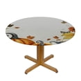 thumbnail image 3 of Awypu  Round Fitted Tablecloth with Elastic Edged, Thanksgiving Fall Pumpkin Table Cloth for Dining Table Seasonal Autumn Leaves Waterproof Oil Proof Table Cover for Indoor Outdoor White, 3 of 7