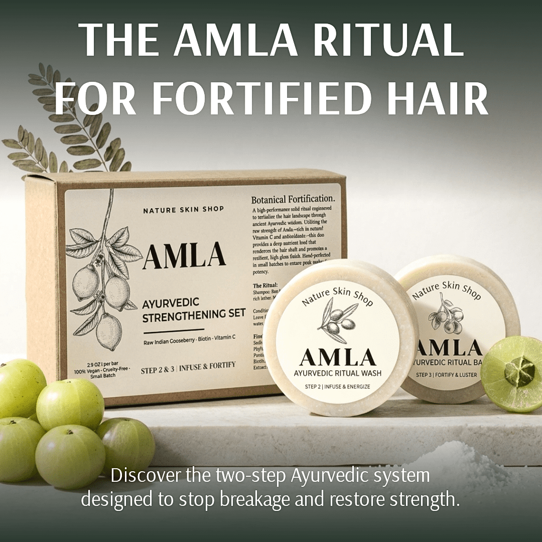 Nature Skin Shop Amla Ayurvedic Hair Set, for Thicker Fuller Looking Hair, 2-Piece
