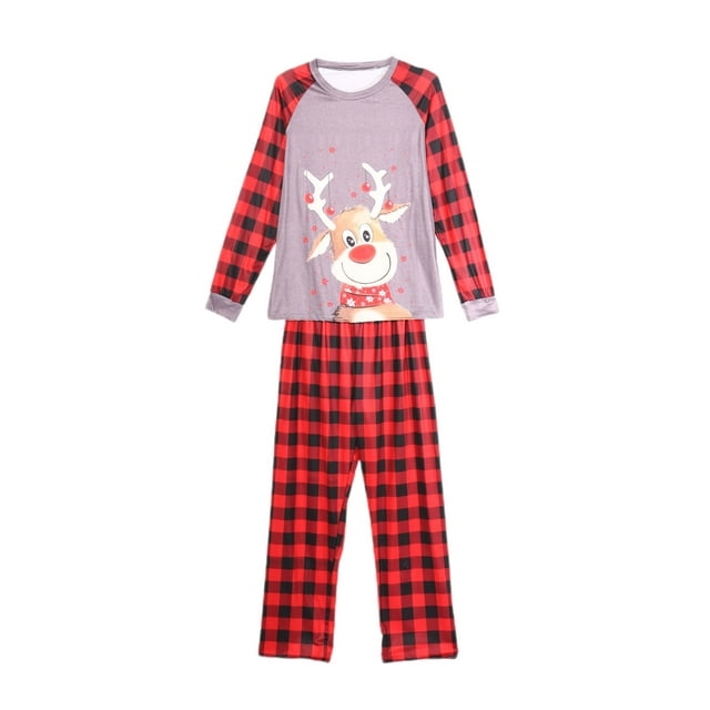 ITFABS Christmas Costume Family Parent-child Set Deer Print Round Neck