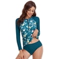 thumbnail image 3 of Women 2 Piece Rash Guard with Bottom Long Sleeve Zipper Swimsuit UPF 50 Bathing Suit -XL, 3 of 7