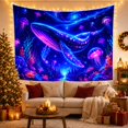 thumbnail image 3 of Cosmic Whale & Glowing Jellyfish in a Starry Ocean Scene, Dreamy Psychedelic for Ocean Lovers, Marine Life Wall Art, Housewarming Gift, Tapestry Wall Hanging for Bedroom, Living Room and Dorm, 3 of 7