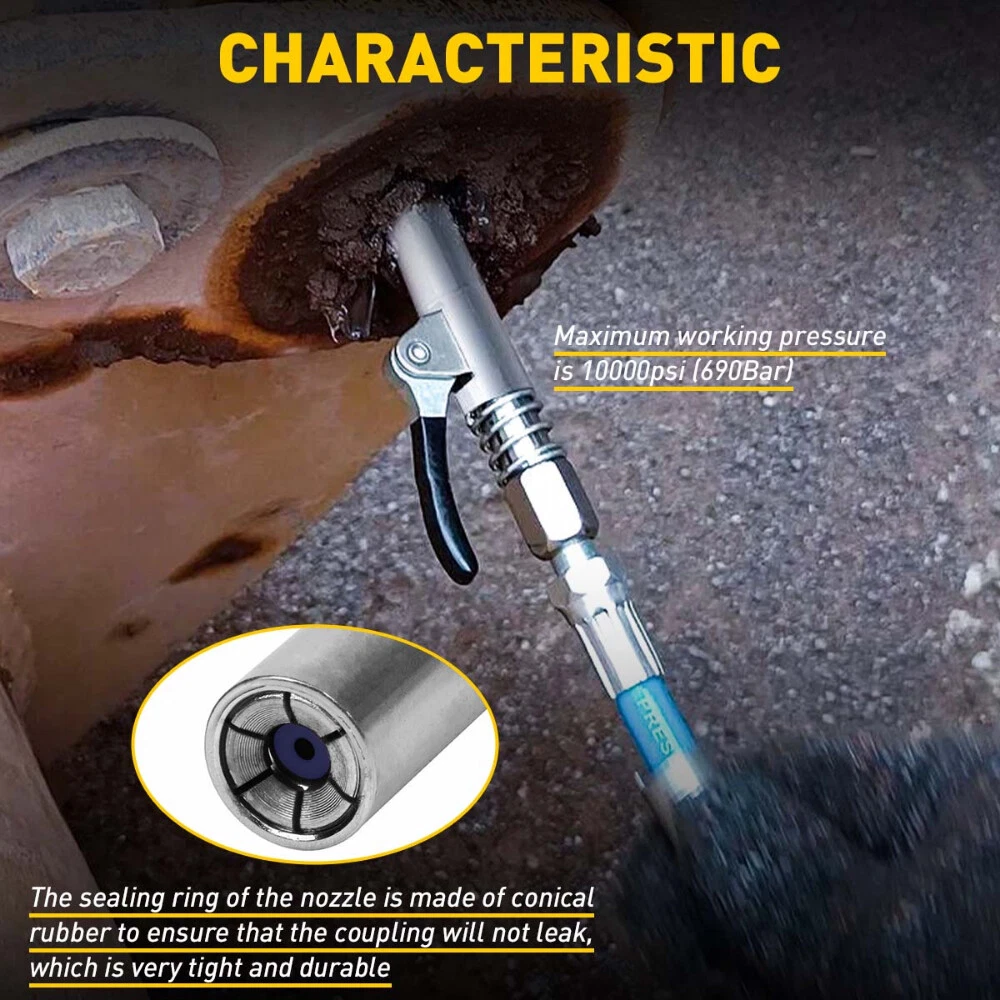 NEW Grease Gun Coupler, locks on, doesn't leak, rated over 10,000 PSI