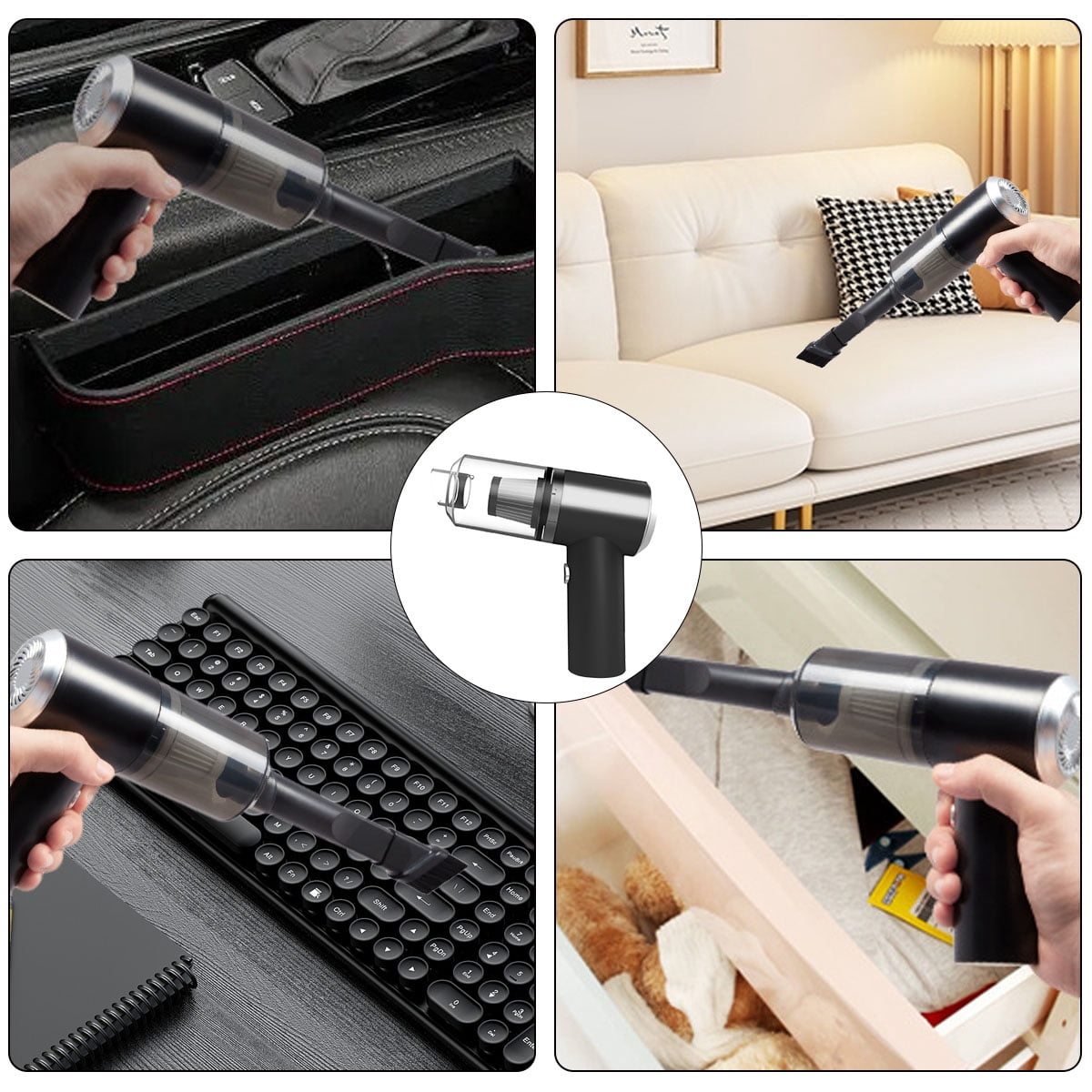 Mini Vacuum Cleaner for Car,3 in 1 Keyboard Vacuum Cleaner Wireless Handheld,Car Vacuum with Brushless MotorRechargeable Easy to Clean Car Interior -Black