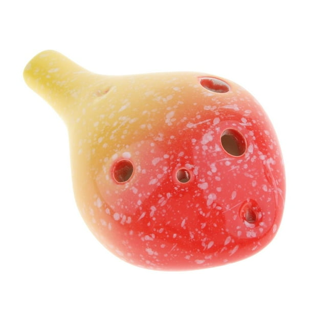 1 Pieza de Ocarina Colorida Llave de 6 Orificios Ceramic para Principiantes Producción Instrumentos Musicales Tomate Amarillo