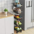 thumbnail image 3 of O'Force 5 Tier Rotating Wheels Fruit Vegetable Basket for Kitchen, Fruit Vegetable Storage Cart, Vegetable Basket Bins, Wire Storage Basket Organizer Utility Cart, Black, 3 of 5