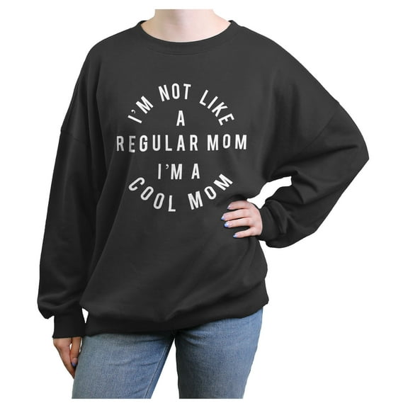 Junior's Mean Girls I'm Not a Regular Mom Circle Sweatshirt Charcoal Medium