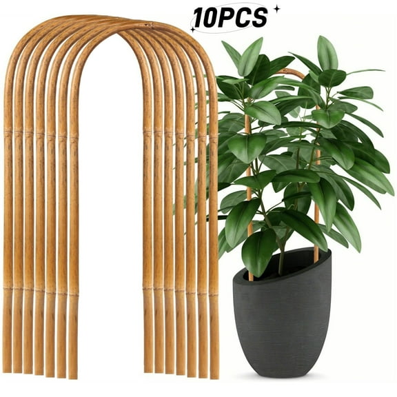 16 Inch Natural Bamboo Plants Trellis,Climbing Flowers and Vines,Ivy,Outdoor Planting,Garden Arch Trellis Support for Potted Plants,Trellis for Climbing Plants(10Pcs)