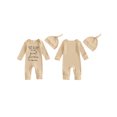 thumbnail image 2 of Cjfdfy Baby Boy Girl Newborn Hospital Going Home Outfit Hand Picked for Earth By My Great Grandma Grandpa Letters Romper Long Sleeve Ribbed Jumpsuit Hat Spring Fall Winter Clothes, 2 of 9