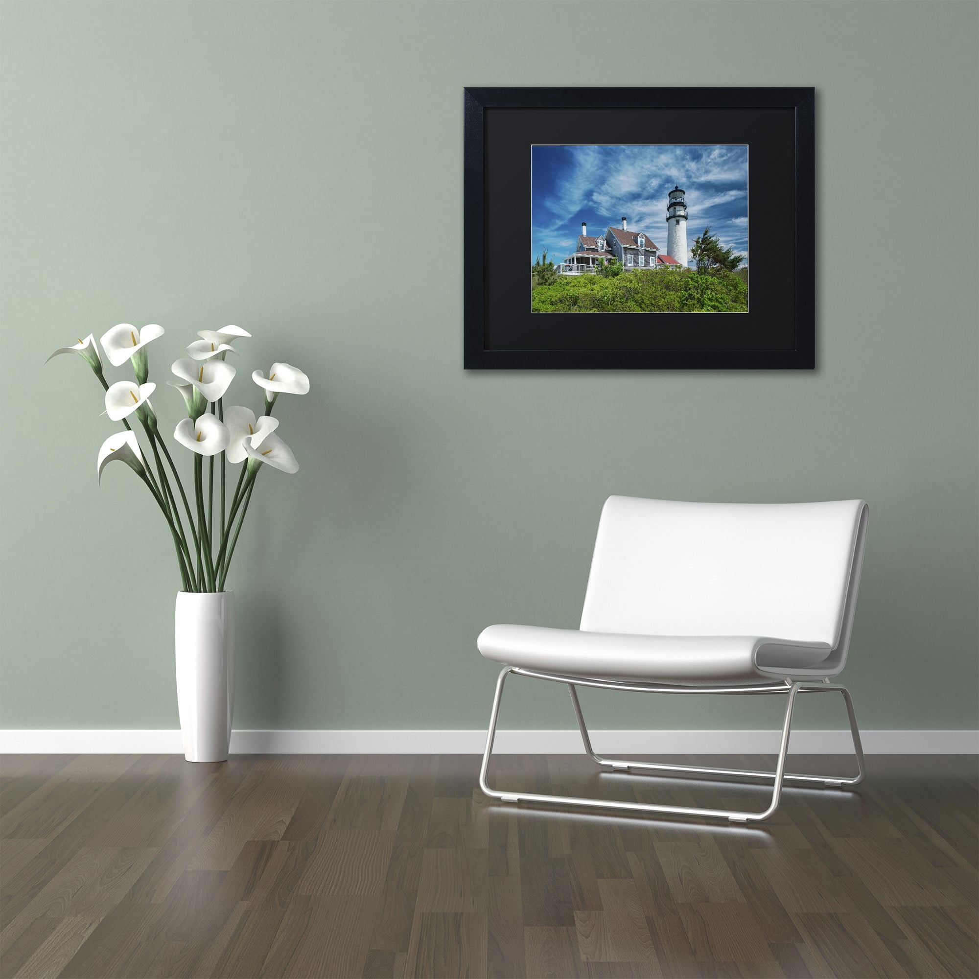 Trademark Fine Art 'Cape Cod Light' Canvas Art by Michael Blanchette Photography Black Matte, Black Frame
