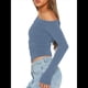 thumbnail image 3 of Blusa Informal de Larga con Cuello y Hombros Descubiertos para Mujer, Ajustada, para Salir, Estilo Y2K Azul Mar M, 3 of 7