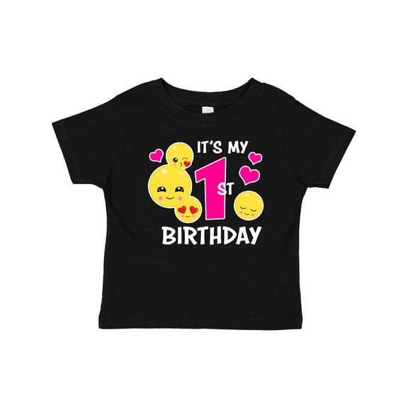 Inktastic Its My 1st Birthday with Smiling Emoticons Girls Baby T-Shirt