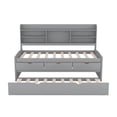thumbnail image 5 of Euroco Twin Size Captain Bed, Daybed with Trundle and Bookcase, 3 Drawers and Shelf Platform Bed, Gray, 5 of 13