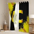 thumbnail image 3 of Manfei Female Men Initial Alphabet Baseball C Black Out Curtains,Black Yellow Graffiti Splash Curtains Pack of 2 (42x63 Each),Sport Gamer Bedroom Curtains,Microfiber Bedroom Decor, 3 of 6