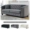 thumbnail image 5 of BUIORD 77" Velvet 3 Seater Sofa, Modern Chesterfield Sofa for Living Room, Upholstered Tufted Couch with Nailhead Arms, Gray, 5 of 6