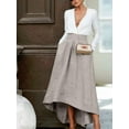 thumbnail image 3 of High Low Maxi Skirt with Pockets Women's Asymmetrical Long Skirts Casual Comfortable A-Line Skirts for Spring Autumn, 3 of 7