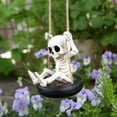 thumbnail image 5 of Halloween Skeleton Swing Figurine, Spooky Resin Skeleton Decoration for Indoor Outdoor Garden, Hanging Ornament for Halloween Party, Yard, Porch, Tree, Holiday Decor,, 3.54 Inch Tall, 1PC, 5 of 7
