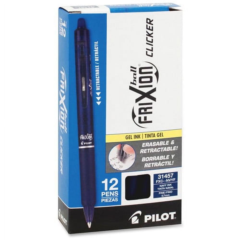 Pilot FriXion .7mm Clicker Erasable Gel Pens Fine Pen Point - 0.7 mm Pen Point Size - Refillable - Retractable - Navy Blue Gel-based Ink - Navy Blue Barrel - 12 / Dozen - image 4 of 5