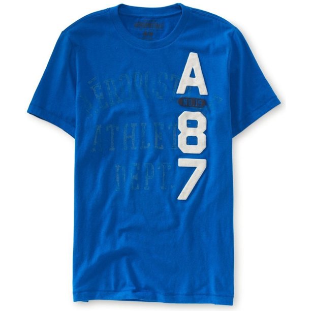 Aeropostale - Camiseta gráfica para hombre A No.19 87, azul, extragrande Aeropostale Camiseta gráfica