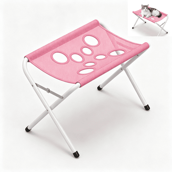 Pet Grooming Mesh Bath Stand Foldable Metal Frame | Foldable Quick Dry Mesh Dog Grooming Stand Stable Anti‑Slip for Dog Cat Bath Nail Trimming Household Grooming Pink