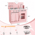 thumbnail image 3 of TLSUNNY Toddler Play Kitchen, 30 INCHES Height, with Sink, Clicking Knobs & 5Pcs Cookware, Ideal Gift for Little Girls, 3 of 10