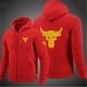 thumbnail image 3 of 2024 Spring Autumn Men's Dwayne Johnson Brahma Bull Tattoo Logo Printed Classic Zipper Solid Color Sports Casual Loose Hoodies, 3 of 5