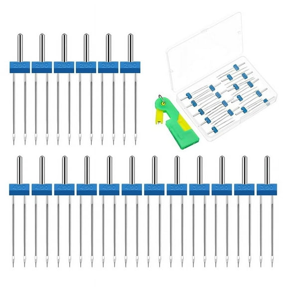 18Pcs Twin Needles for Sewing Machine, Double Twin Needles with Plastic Box, for Household Sewing Machine Accessories