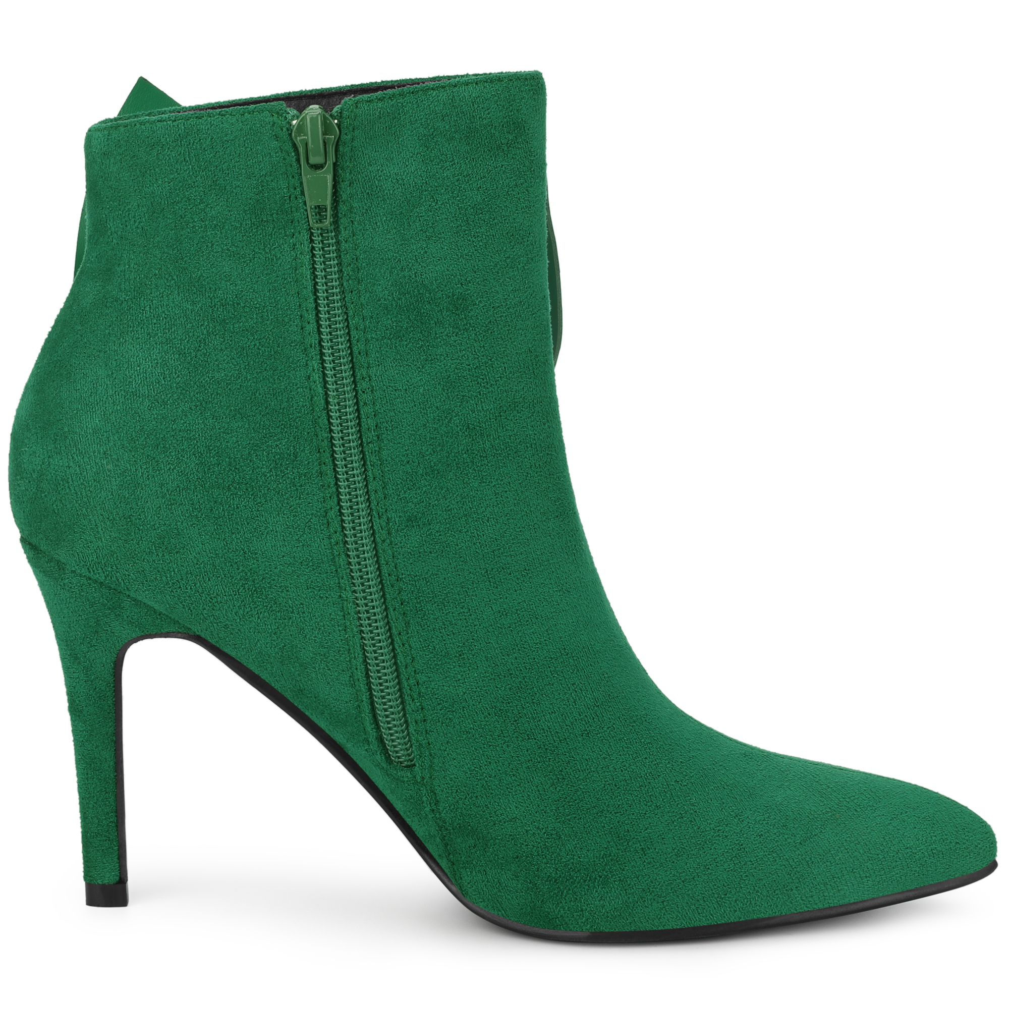 DARING DIVA Women's Pointy Toe Bow Stiletto Heel Ankle Boots Green US 9