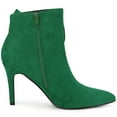 thumbnail image 5 of DARING DIVA Women's Pointy Toe Bow Stiletto Heel Ankle Boots Green US 8, 5 of 6