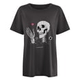 thumbnail image 5 of Womens Summer Tops Loose Fit Crewneck T-Shirts Short Sleeve Skull Printed Round Neck Y2K Basic Tee, 5 of 5