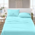 thumbnail image 5 of 5 Piece Sheet Set 100% Egyptian Cotton 1000 Thread Count Luxury Hotel Quality Sheet Set Italian Finish Premium Sheets Long Staple Fits Up to 18 Inch Deep Pocket (5 Piece Split King, Aqua Blue), 5 of 7