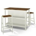 thumbnail image 4 of 3 PCS Wood Dining Table Set Rustic Retro Stools with Open Shelves Cream White, 4 of 5