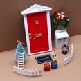 thumbnail image 4 of Casa de muñecas casa de muñecas puerta roja conjunto de Navidad escena en miniatura modelo de simulación BJD 12, 4 of 5