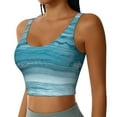 thumbnail image 2 of Balery Teal Turquoise Fluid Stripes Sujetadores deportivos con espalda cruzada para mujer, acolchados, sin costuras, de alto impacto, ideales para yoga, gimnasio, entrenamiento y fitness.-X-Large, 2 of 8