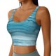 thumbnail image 2 of Balery Teal Turquoise Fluid Stripes Sujetadores deportivos con espalda cruzada para mujer, acolchados, sin costuras, de alto impacto, ideales para yoga, gimnasio, entrenamiento y fitness.-XX-Large, 2 of 8