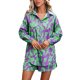 thumbnail image 2 of VISgogo, pantalones cortos para mujer, traje de ocio, estampado a la moda/color sólido, manga larga, camisa de un solo pecho, pantalones cortos con cintura elástica VISgogo moda, 2 of 7