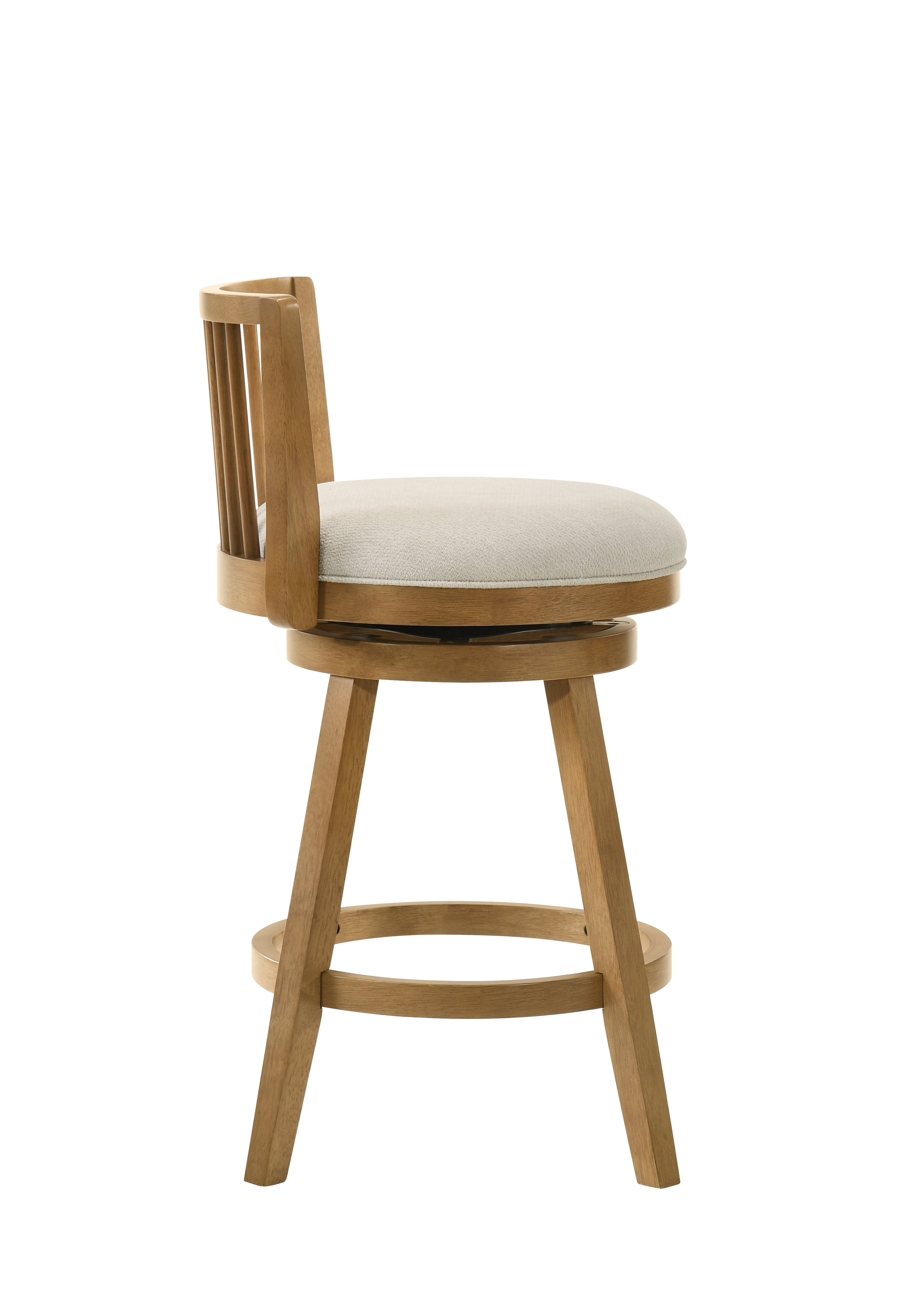 Harper 30 in. Amber Glow Bar Height Rubberwood Swivel Barstool with Ivory Fabric Seat - Set of 2