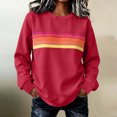 thumbnail image 2 of Binmer Women’s Rainbow Stripe Print Crew Neck Long Sleeve Sweatshirt, Loose Casual Pullover Top ,Sizes S-2XL, 2 of 6