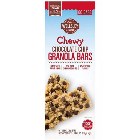 Product of Wellsley Farms Chewy Chocolate Chip Granola Bars, 60 ct.