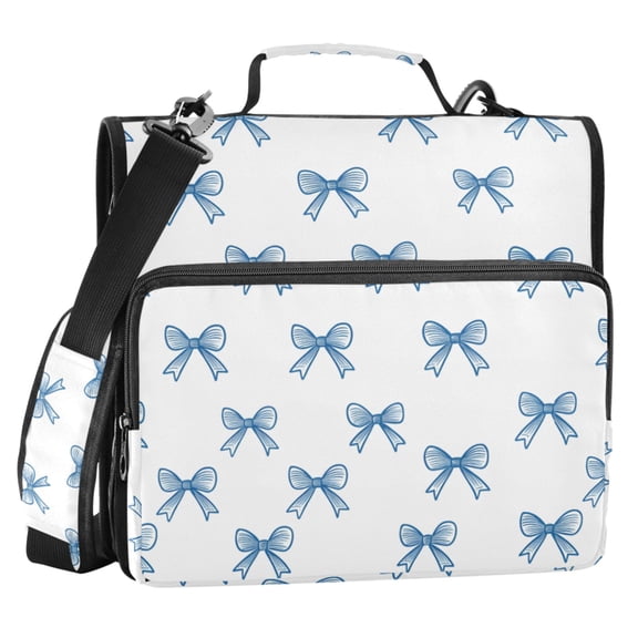 ALAZA Zipper Binder Bows Blue 2 in 3 Ring Trapper Keeper 500 Sheet Capacity File Folder Organizer Bag