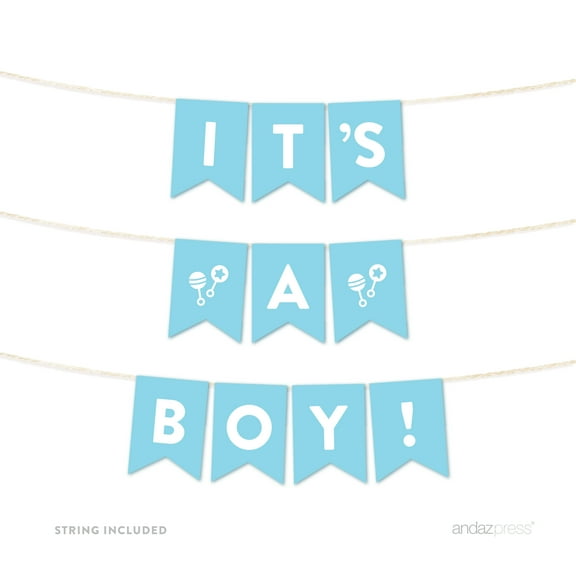 It's A Boy! Baby Blue Boy Baby Shower Hanging Pennant Garland Party Banner