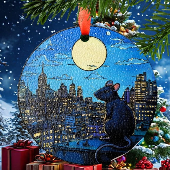 Rat City Rat Christmas Ornament, Ceramic/Acrylic Ornament, Special Keepsake for Mother, Valentine Ornament Gift, Seasonal Festival Keepsake, Collectible 2025