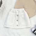 thumbnail image 2 of Eltusu Girls Denim Skirts, Elastic Waistband Fashion Casual A-Line Skirts with Pockets White Size 6-7T, 2 of 3