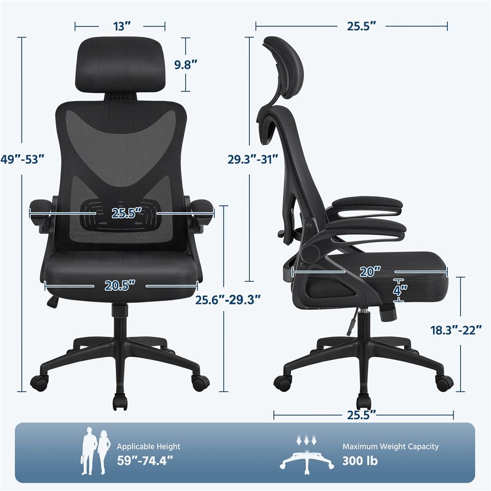 Alden Design High Back Mesh Office Chair with Headrest photo 4