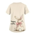 thumbnail image 5 of OIOLOYJM Easter Scrubs Tops for Women 2026 Happy Stretch Bunny Eggs Graphic Tops Short Sleeve V Neck Shirt Casual Plus Size Blouse with Pockets Beige L, 5 of 5
