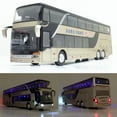 thumbnail image 2 of 1:32 High Quality Alloy Double Deck Bus Sound Light Metal Diecast Pull Back Simulation Luxury Sightseeing Bus Vehicle Kids Toys Gold, 2 of 6