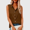 thumbnail image 2 of Taqqpue Women's Sleeveless Button Down Shirts Blouses Casual Loose V Neck Tank Tops Casual Solid Color Linen T Shirts for Work, 2 of 8