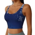 thumbnail image 2 of Rateoe Christmas Blue Print Womens' Sports Bras Scoop Neck Sports Vest- Padded U Back Seamless High Impact Support-Large, 2 of 8